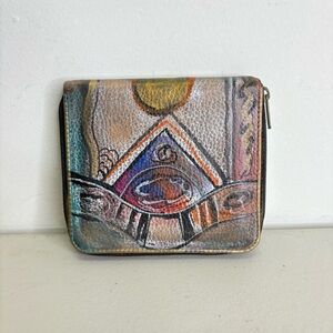 NEW Jane Yoo Vintage Hand Painted Leather Wallet
